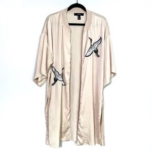 Forever 21 Crane Patch Sporty Cream Kimono size Medium